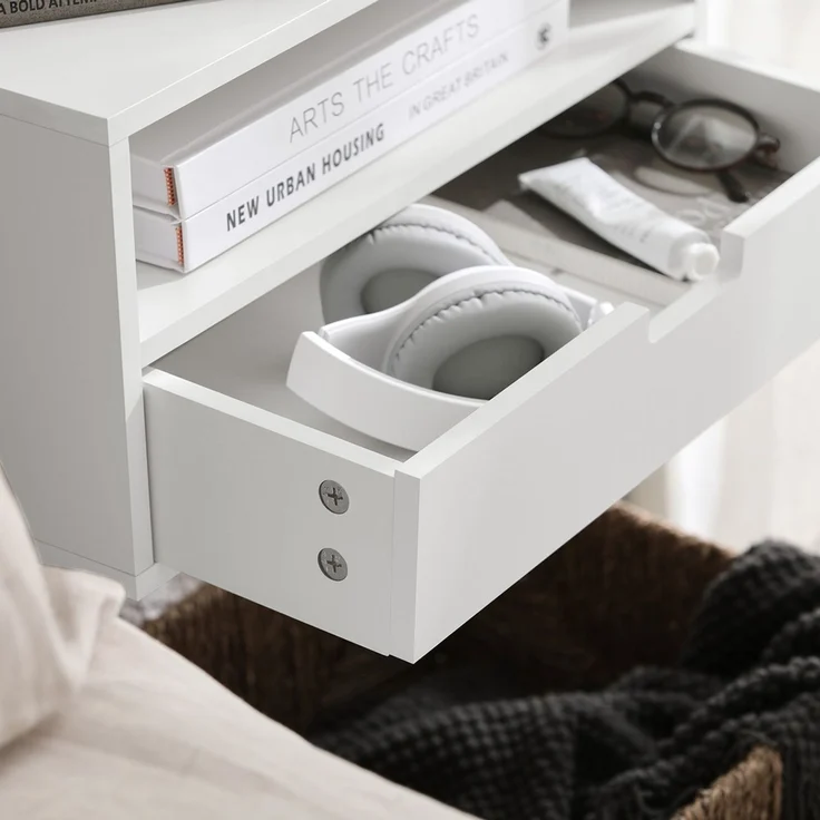 SoBuy NKD03-W Bettablage, MDF, Lackiert, Weiß, 45 x 22 x 25 cm – Bild 7