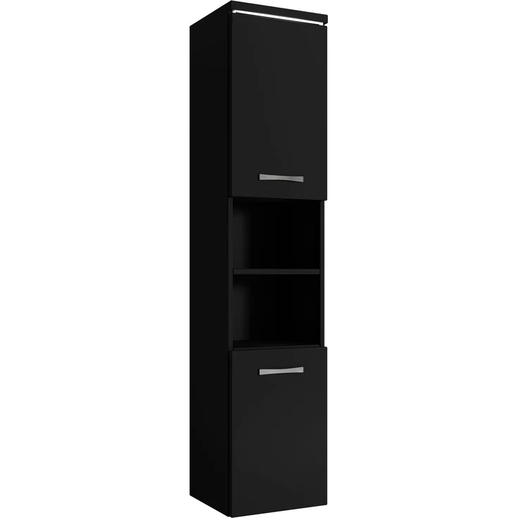 Badplaats Badezimmerschrank Paso 35 x 35 x 160 cm Schwarz Matt - Hoch Badschrank Mit 2 Türen – Bild 1