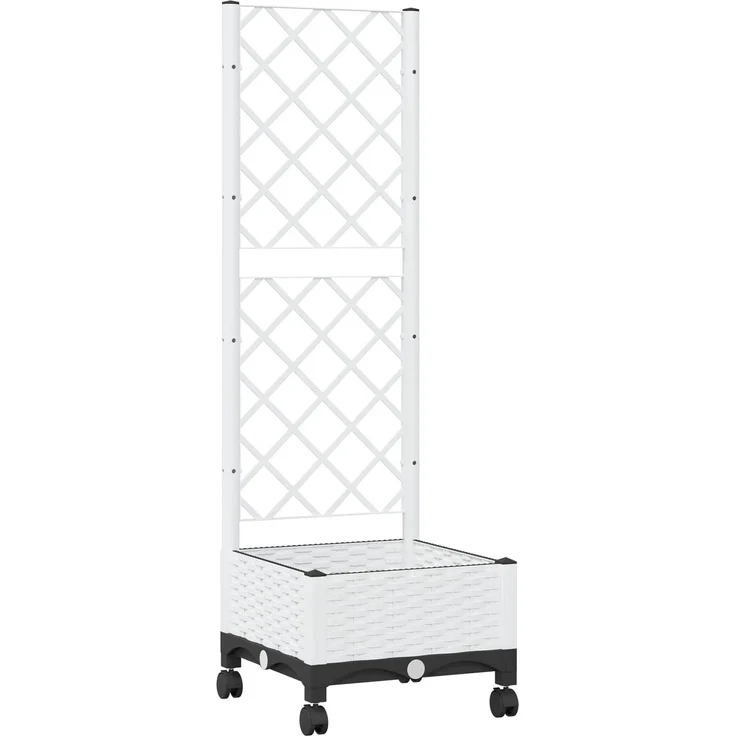 vidaXL Pflanzkübel mit Spalier und Rädern Weiß 40 x 40 x 131,5 cm PP 3422918 – Bild 2