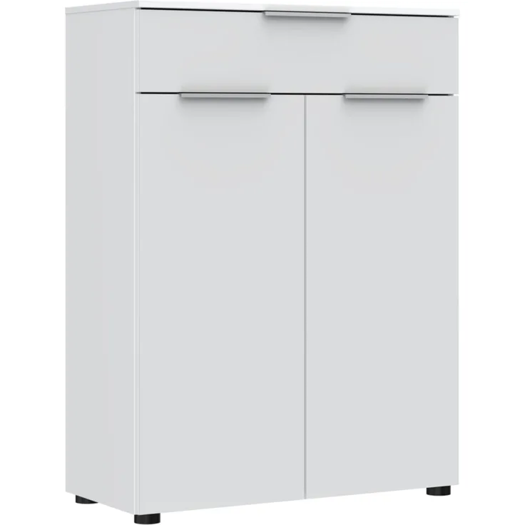 SANTORIN Aktenschrank in Weiß FSC-Zertifiziert - Moderner Büroschrank mit 2 Türen und Schubkasten - 80 x 110 x 38 cm (B/H/T)