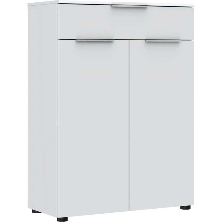 SANTORIN Aktenschrank in Weiß FSC-Zertifiziert - Moderner Büroschrank mit 2 Türen und Schubkasten - 80 x 110 x 38 cm (B/H/T)