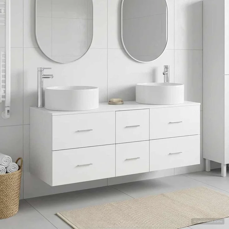 vidaXL Badezimmerschrank-Set 3 stk. Weiß 129 x 44,5 x 80 cm 3405955 – Bild 1