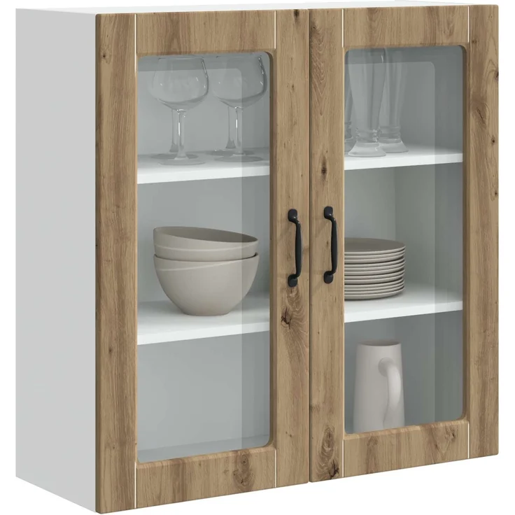 vidaXL Wandglas-Schrank PORTO Artisan-Eiche 80 x 31 x 80 cm 885424 – Bild 3