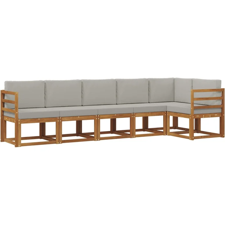 vidaXL Outdoor-Sofagarnitur mit Kissen 6 pcs Natürlich und Hellgrau, 304 x 126,5 x 73 cm – Bild 2