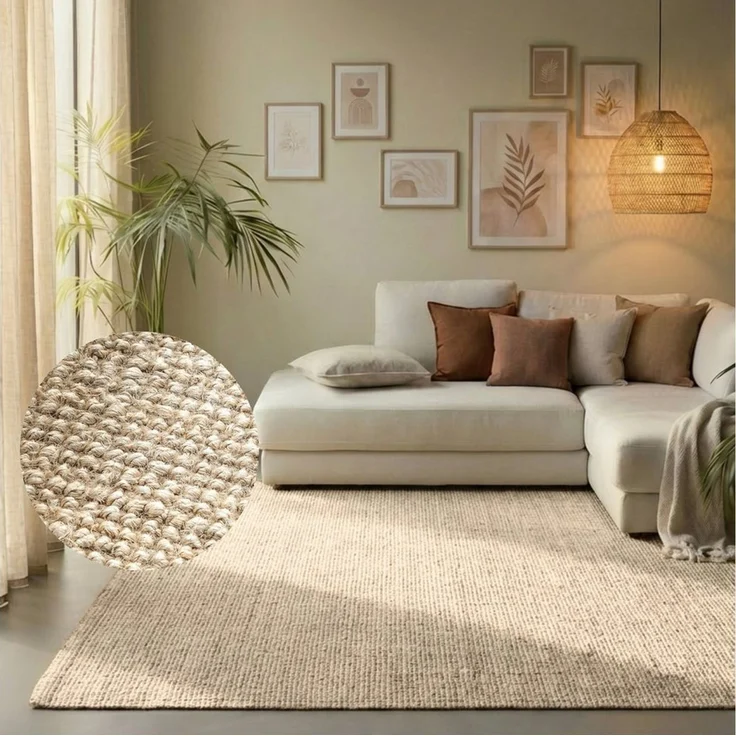 HANSE Home Teppich Jaipur Juteteppich, Läufer und Rund, rechteckig, Höhe: 10 mm, Naturfaser, Wohnzimmer, Esszimmer, Schlafzimmer, Boho, GRS – Bild 1