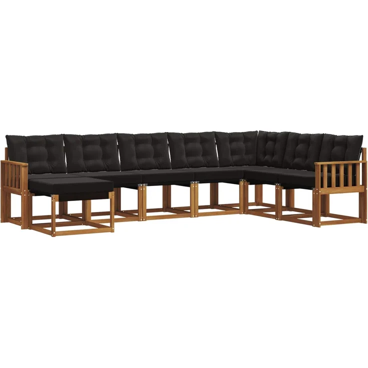 vidaXL Outdoor-Sofagarnitur 8 stk. 8-Sitzer Natur und Schwarz 3368951 – Bild 2