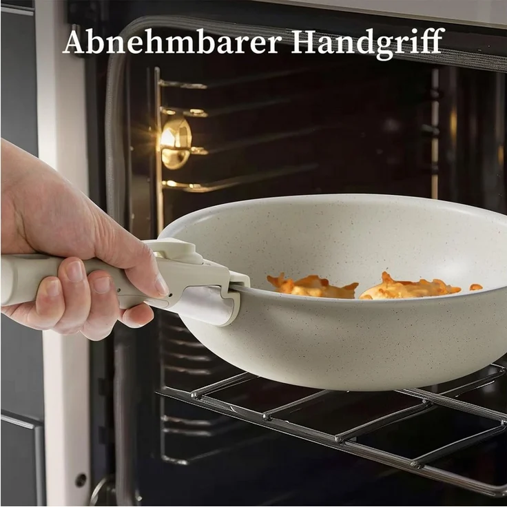 DUMOS Topf-Set 12-tig Kochgeschirr-Set mit Töpfen, Pfannen und Antihaftbeschichtung, Keramik (12-tlg, Kochtopf 24 cm, Bratpfanne 20 cm, 24 cm, Deckel 20 cm, 24 cm), Abnehmbarer Griff – Bild 3