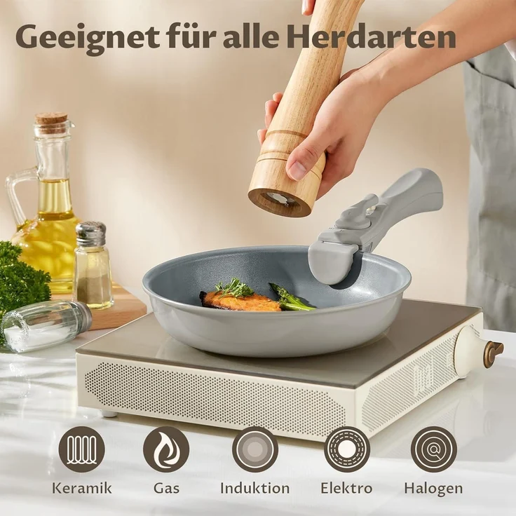 BLAZANT Pfannenset 7 tlg Abnehmbarer Griff Antihaft Induktion 20 24 28 cm – Bild 5