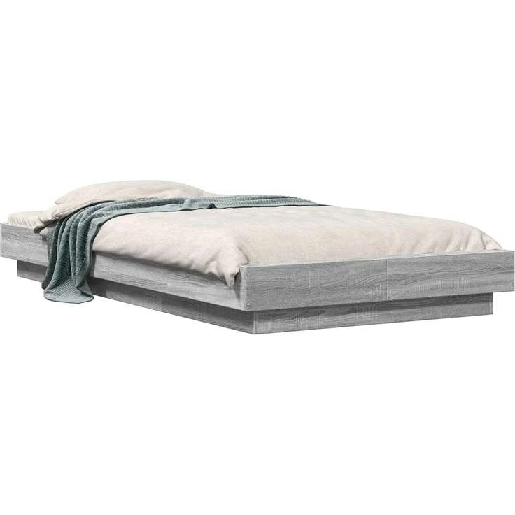vidaXL Bodenbettgestell Grau Sonoma 80 x 210 cm Holzwerkstoff 3429703 – Bild 2