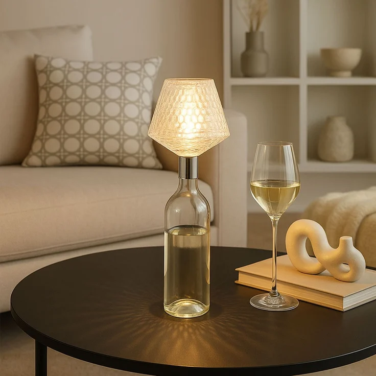 LED Flaschenaufsatz, Kristalleffekt, Touchdimmer, verchromt – Bild 5