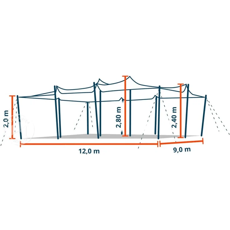 TOOLPORT 9x12 m Stretchzelt, inkl. Aluminiumpfosten-Set, Sand – Bild 9
