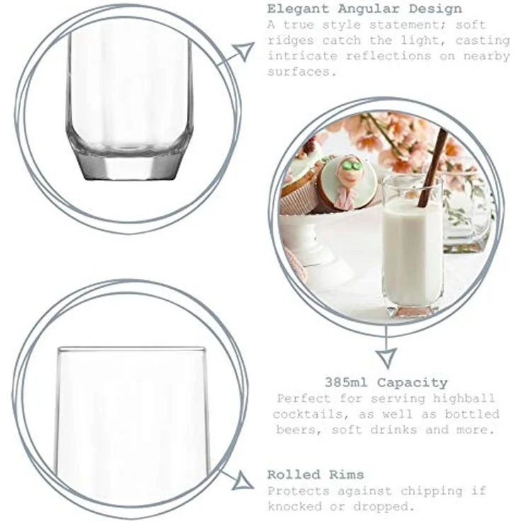 LAV Diamond Highball-Gläser, 6-teilig, 385 ml – Stil trifft Funktionalität – Bild 2