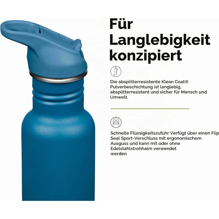 Klean Kanteen Trinkflasche Klean Kanteen Trinkflasche Classic 532ml Flip Cap Corsair Dunkelblau – Bild 4