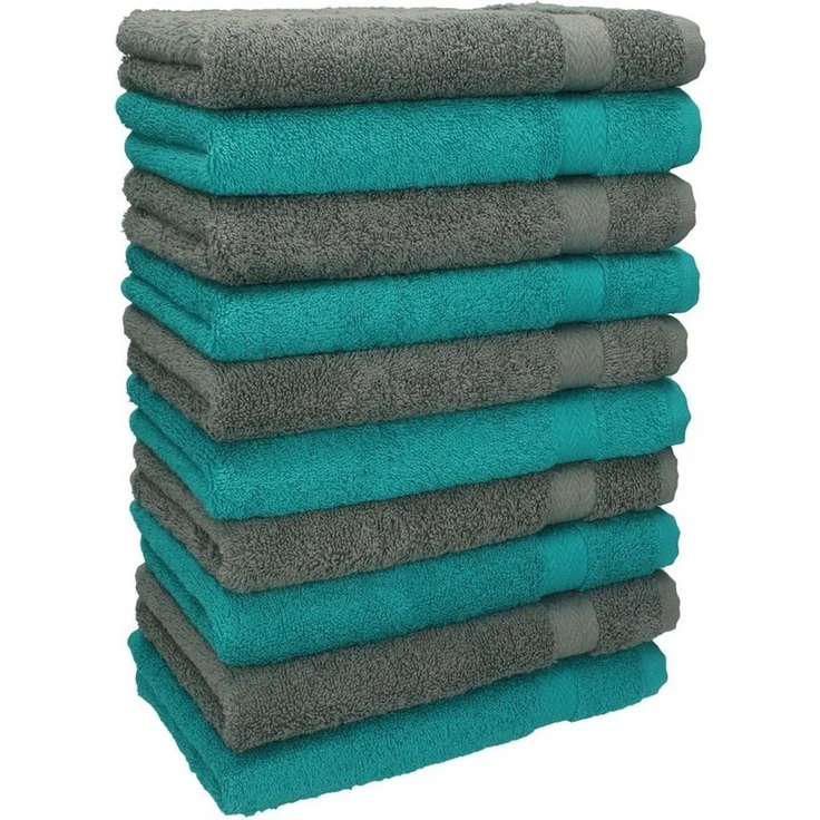 Betz Gästehandtücher 10 Stück Premium 30x50 cm Farbe smaragdgrün und anthrazit, 100% Baumwolle – Bild 1