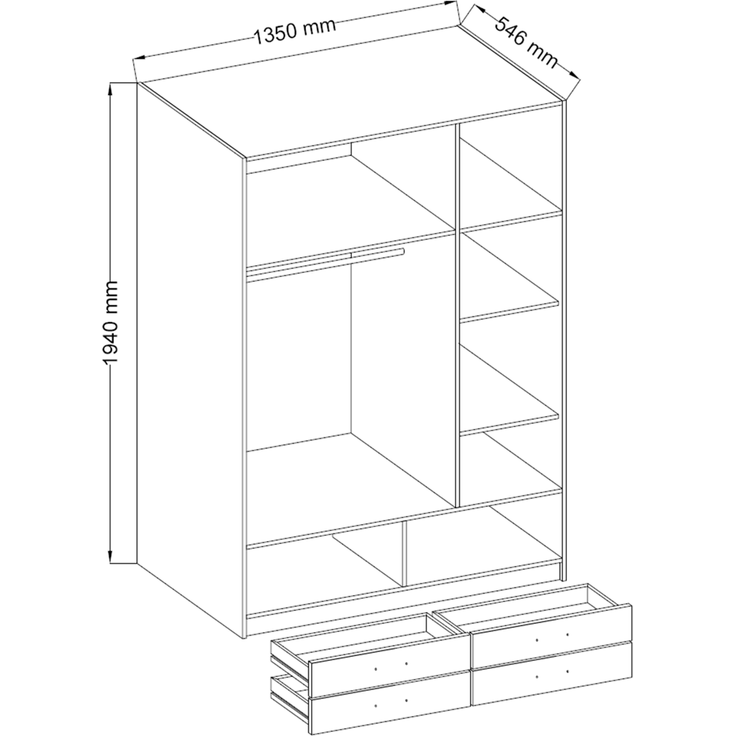 Kleiderschrank Drehtürenschrank Wäscheschrank Schrank Schlafzimmer Sonoma Eiche – Bild 3