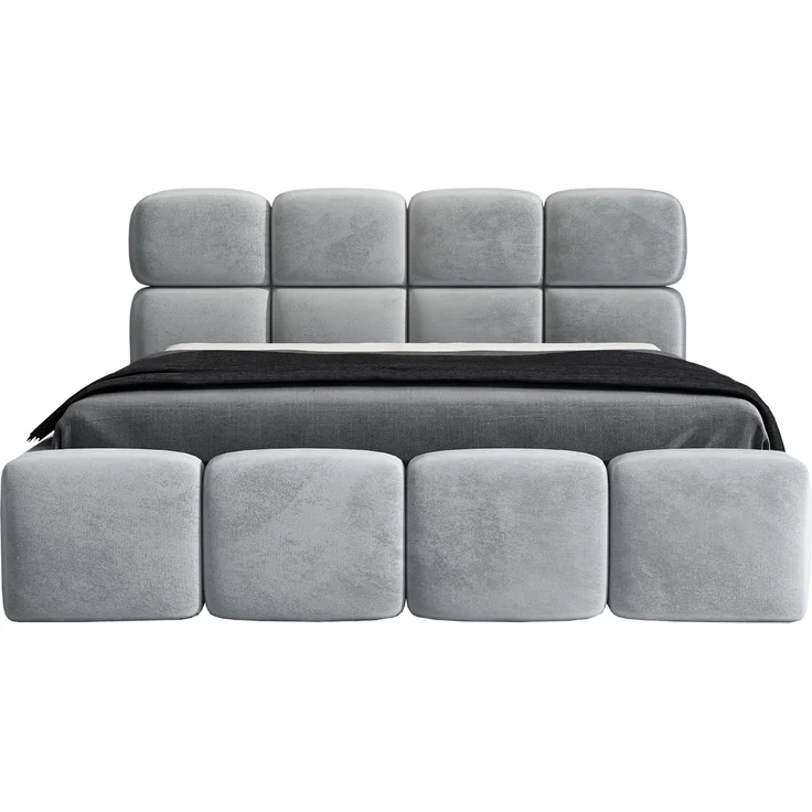 Polsterbett MONAKO 90x200 mit Matratze, Bettkasten und Lattenrost. Farbe: Silber 15 – Bild 3
