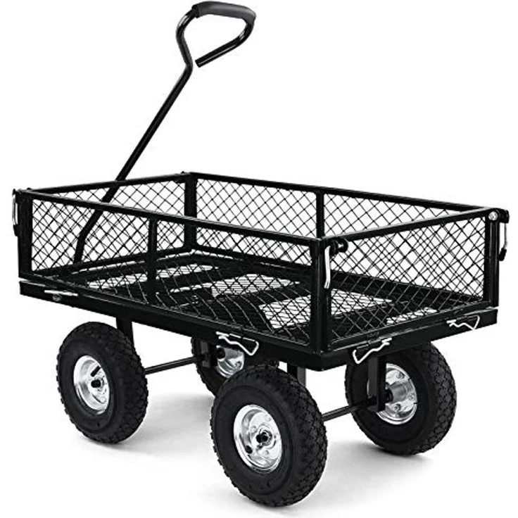 Transport Gitterwagen Handwagen Bollerwagen Seiten klappbar bis 250kg Schwarz – Bild 2