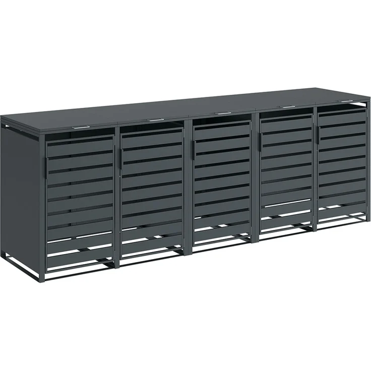 STEELSØN 'Kestra' Mülltonnenbox 5er je 240 Liter, anthrazit, Mülltonnenverkleidung aus Stahl, wetterfest, 116x80x337 cm, Müllbox für 5 Tonnen – Bild 8