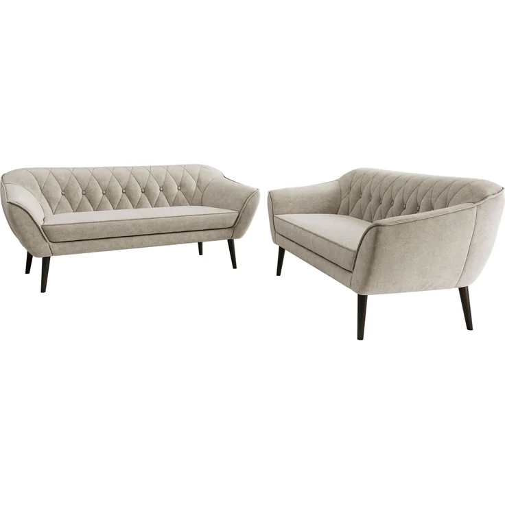 Wohnzimmerset Möbelset PIRS 3-3, Armlehnen, Wellenfederung, schwarze Füße, Dreisitzer Sofa, Polstermöbel Set - Beige Stukture – Bild 7