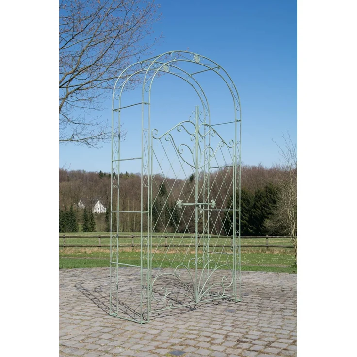 Rosenbogen MINDEN mit Tor - 120x40x220cm, Metall, Antik-Grün | Rankhilfe Rosen Rankgitter Gartendekoration – Bild 2