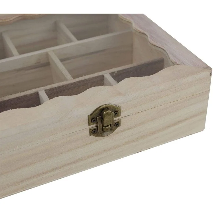 Teebox Holz 8 Fächer Teebeutelbox Teedose Kasten Teeaufbewahrung Verriegelung – Bild 2