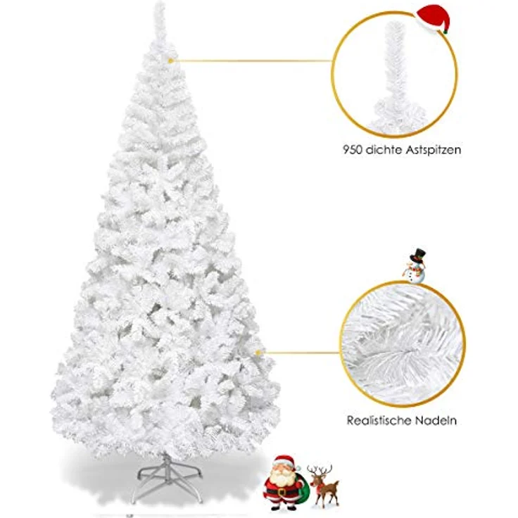 COSTWAY Künstlicher Weihnachtsbaum, 210cm, 950 PVC Nadeln, mit Metallständer – Bild 8