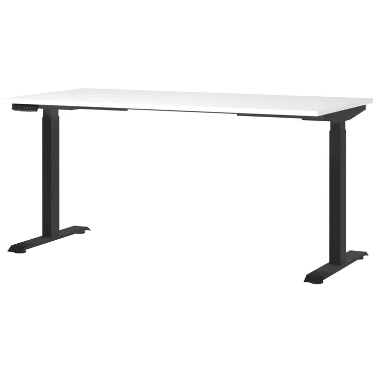 Germania Schreibtisch 7908-614, in Weiß/Schwarz, EL. höhenverstellb, 160 x 120 x 80 cm (BxHxT) – Bild 1