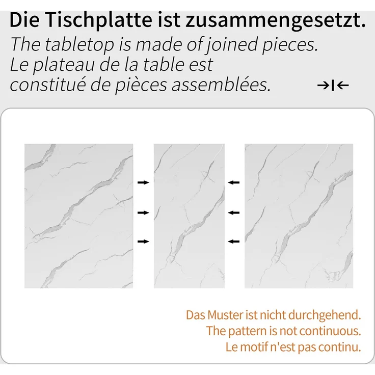 Esstisch Ausziehtisch (120-160×80cm), Küchen-Wohnzimmertisch, Ausziehtisch, mit Hilfe von innenliegender Einlegeplatte auf 160cm ausziehbar, Esstisch mit goldenen Kreuzbeinen – Bild 9