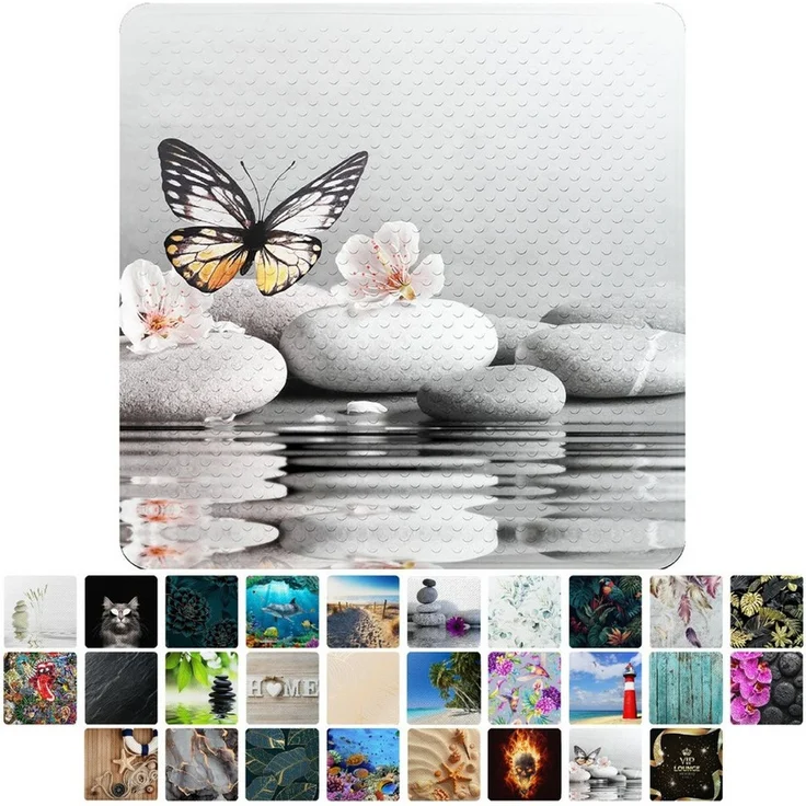 Sanilo Duschmatte, mit Motiv, rutschfest, waschbar, quadratisch, 230 extra starke Saugnäpfe, Kunststoff PVC, 53 x 53 cm, Vanesa – Bild 1