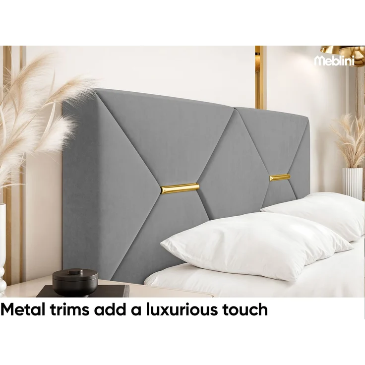 MEBLINI Polsterbett 180x200 ohne Lattenrost ohne Matratze – LIZZY – Grau Samt – Doppelbett ohne Bettkasten - Stauraumbett - Kopfteil Bett ohne Stauraum – Bild 4