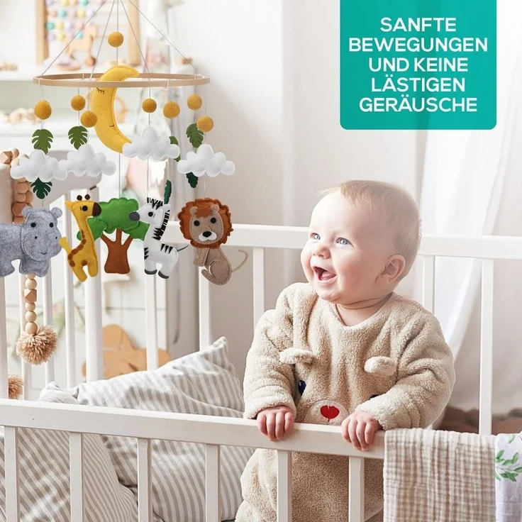 wortek Babymöbel-Set Baby Mobile Windspiel zum Aufhängen, (Set, 1-tlg, Kinderbett, Wickelkommode, Decke Kinderzimmer), Babymobile Bettglocke Babyzimmer Bett Baby Windspiel – Bild 2