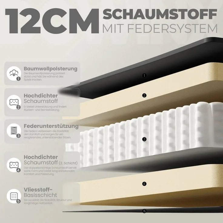 Dowinx Gaming-Stuhl Massage Gaming Stuhl Stoff mit Kopfstütze, Ergonomische Gaming Stuhl mit Fußstütze