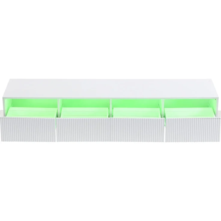 DESVIAE Fernsehschrank- und Couchtisch-Set mit LED-Beleuchtung 35x45x178 cm und 50x40x110 cm MDF Weiß – Bild 5