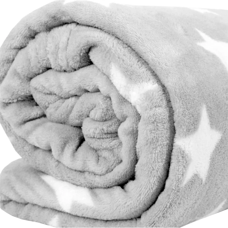 Kuscheldecke mit Sternen Hellgrau 150x200 cm – Bild 5
