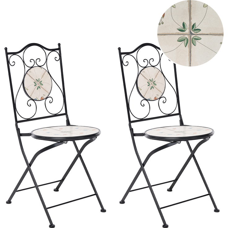 Gartenstuhl 2er Set CARONA klappbar Metall Schwarz