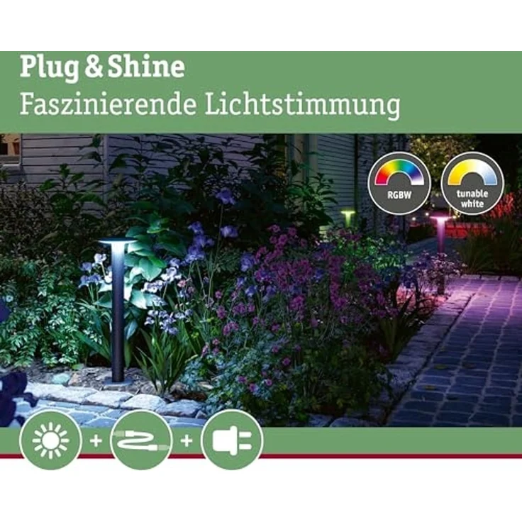 Paulmann 94756 LED Pollerleuchte Zigbee Plate RGBW Anthrazit – Bild 3