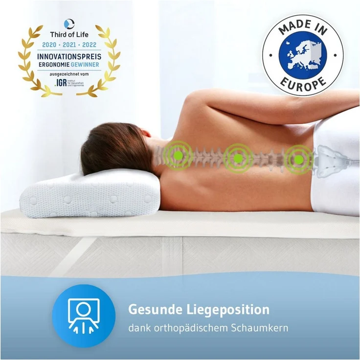Third of Life, Topper Matratzentopper AERO ActiveClima - atmungsaktive Komfortauflage, 5 cm hoch, 100% hochwertiger Memory Schaum, Atmungsaktiv, feuchtigkeitsregulierend, stützend, hygienisch – Bild 4