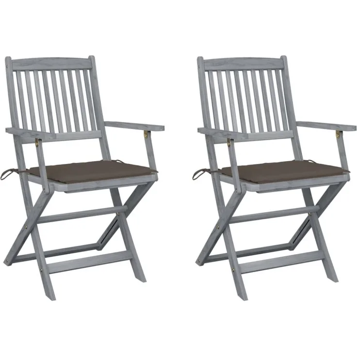 vidaXL Klappbare Gartenstühle 2 Stk. mit Sitzkissen Massivholz Akazie 3064490