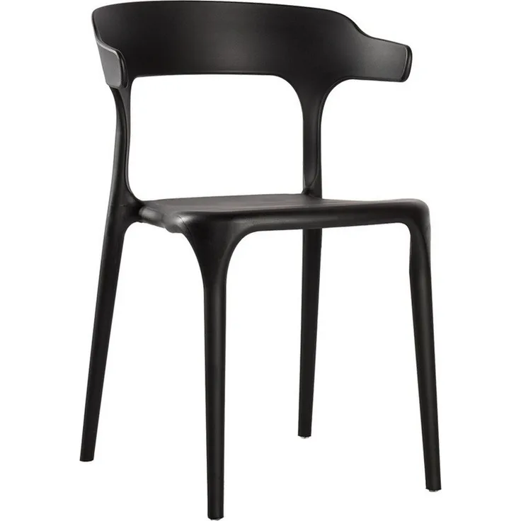 Lüllmann Besucherstuhl Stapelbarer Designstuhl mit Armlehnen, Farbe schwarz (1, 1 St), Designerstuhl aus Kunststoff, robust, pflegeleicht