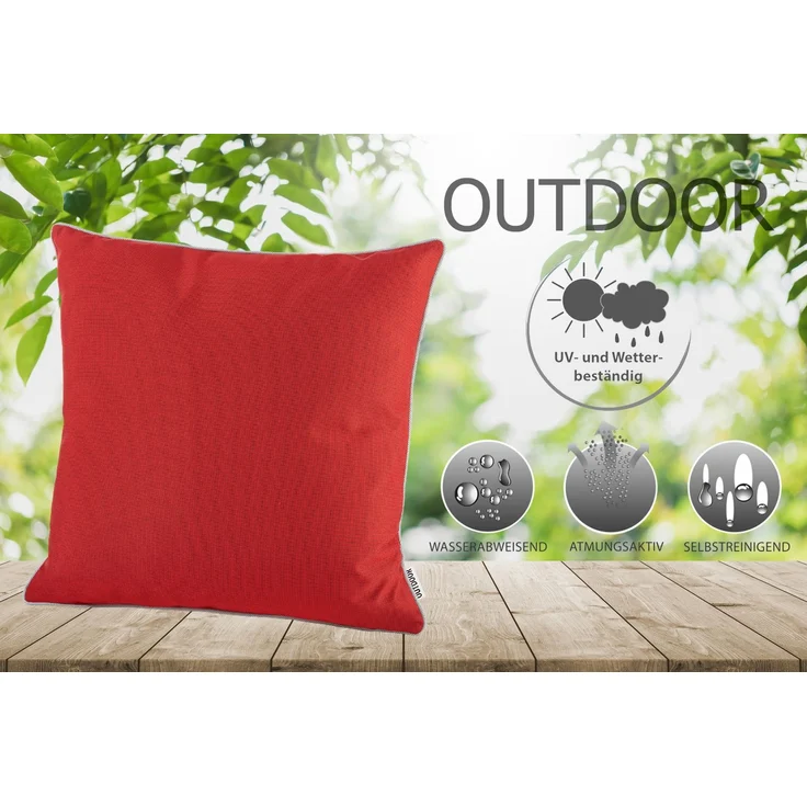 heimtexland ® OUTDOOR Lounge Dekokissen LOTUS EFFEKT wetterfest 45x45 Garten Kissen Outdoorkissen Typ551 dunkelgrau – Bild 2