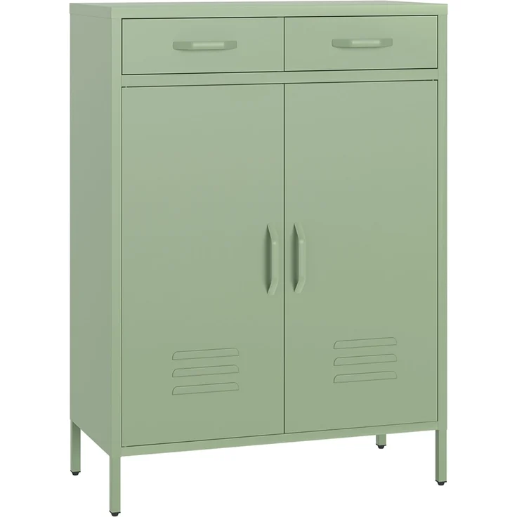 skølm 'Atria' Metallkommode, grün, 110x38x80 cm, mit 2 Schubladen und 2 Fächern – Bild 2