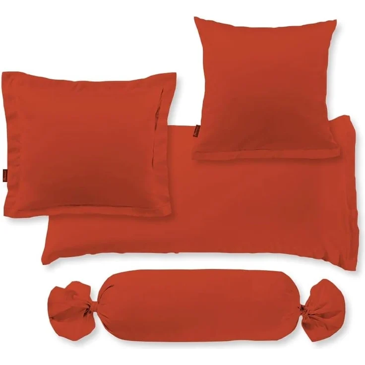 2 Stück Fleuresse Mako-Satin Kissenbezüge 40x40 cm uni mit RV DP 4071 chili – Bild 3