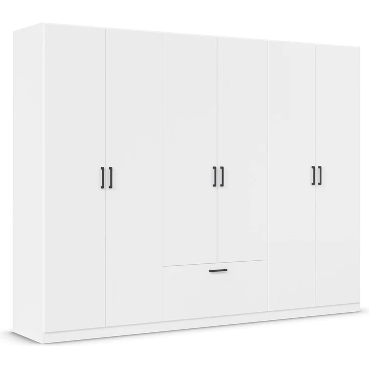 rauch Drehtürenschrank Bari mit Schubkasten mittig und Metallgriffen in Graumetallic