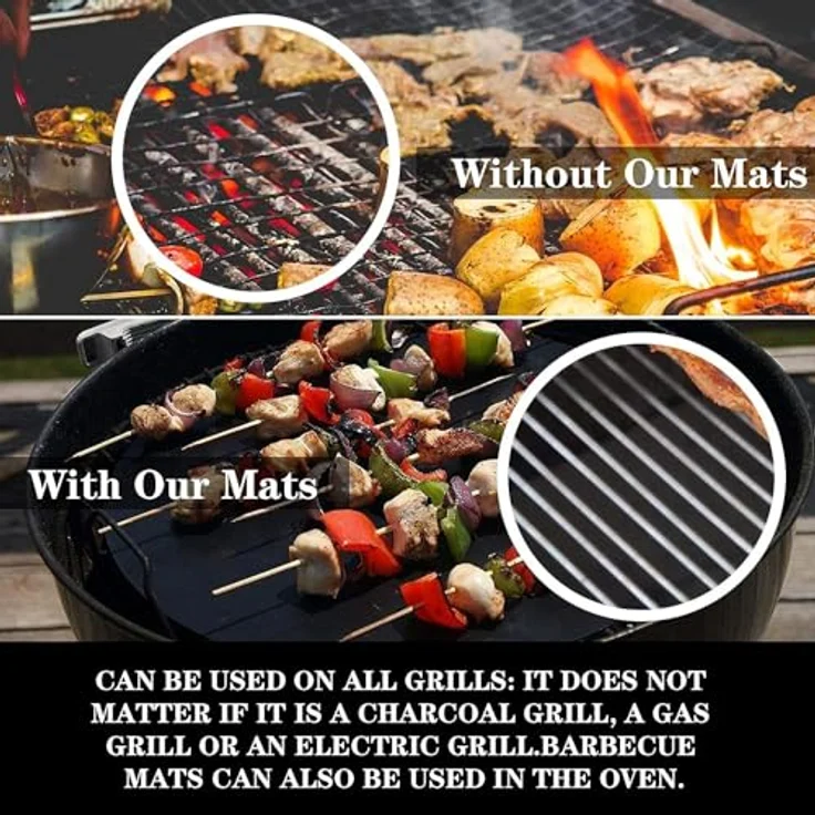 EXTSUD BBQ Grillmatte für gasgrill, 5er Set Fiberglas BBQ Grillmatten Backmatte 40x32.5 cm Grillfolie Wiederverwendbare Backpapier Grillplatte Grillzubehör für Kohle, Gas und Weber Style Grills – Bild 4