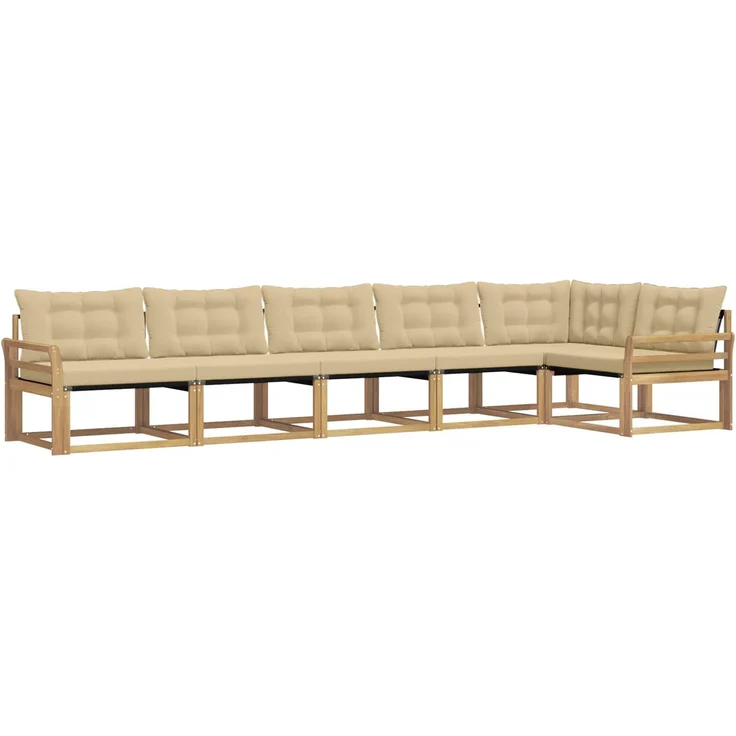 vidaXL Outdoor-Sofagarnitur 6 stk. Weiß und Beige 3388735 – Bild 2