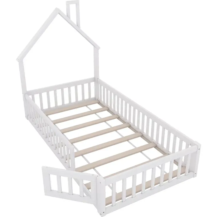 Hausbett mit Lattenrost und Rausfallschutz, 90x200 cm, Kinderbett, Jugendbett, Kiefer – Bild 5