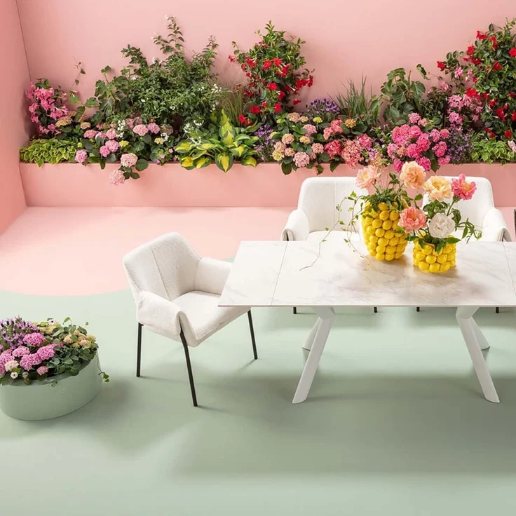Kare Design Tisch Xenia, Weiß, Ausziehtisch, Pflegeleicht, von 140cm bis 200cm auziehbar, 4-8 Personen, Esszimmertisch, lackierte Steinplatte, 76 x 140 x 80 cm (H/B/T) – Bild 2