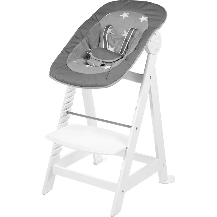 roba Treppenhochstuhl 'Born Up' - Set 2 in 1 - 'Little Stars' - mit Liegefunktion - ab Geburt - Weiß – Bild 3