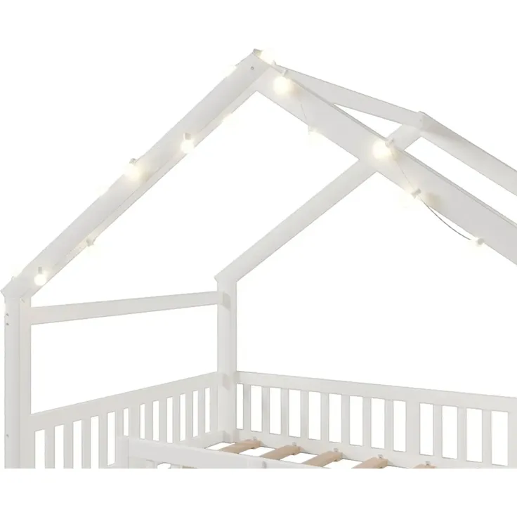 Hausbett mit Lattenrost und Rausfallschutz, 140x190cm, Kinderbett, Jugendbett, Einzelbett, Kiefer – Bild 9