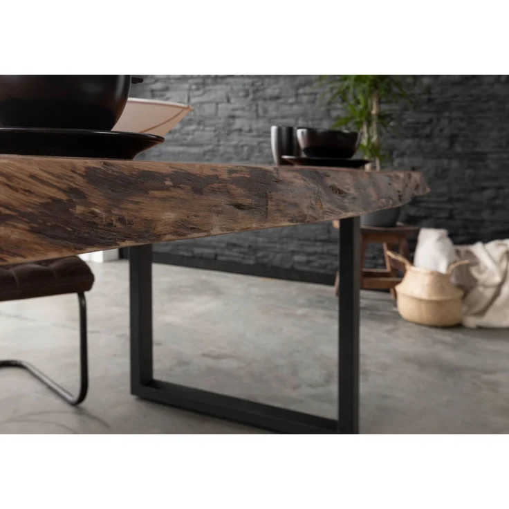 Baumtisch Akazie 160x90x77 natur lackiert / U-Beine anthrazit matt FREEFORM 5 – Bild 3